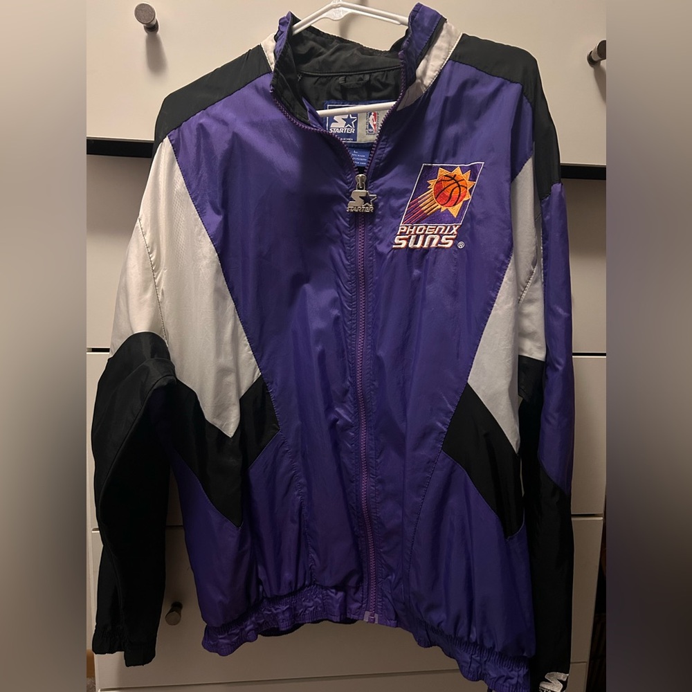 Rare Vintage Starter Phoenix Suns Color Block Full Zip Windbreaker Jacket 90s L